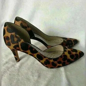 BODEN Henrietta Tan Leopard Cow Hide Heels -